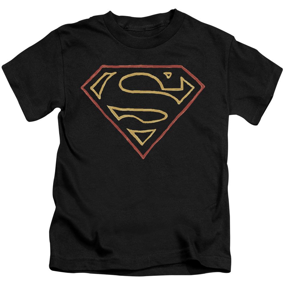 Superman Colored Shield Juvenile Kids Youth T Shirt Black