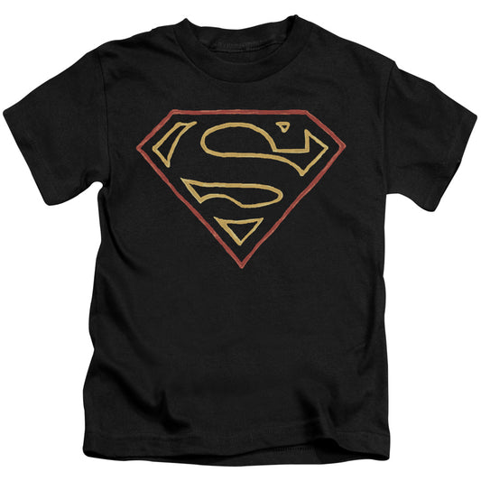 Superman Colored Shield Juvenile Kids Youth T Shirt Black