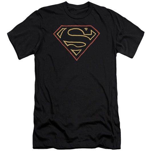 Superman Colored Shield Premium Bella Canvas Slim Fit Mens T Shirt Black