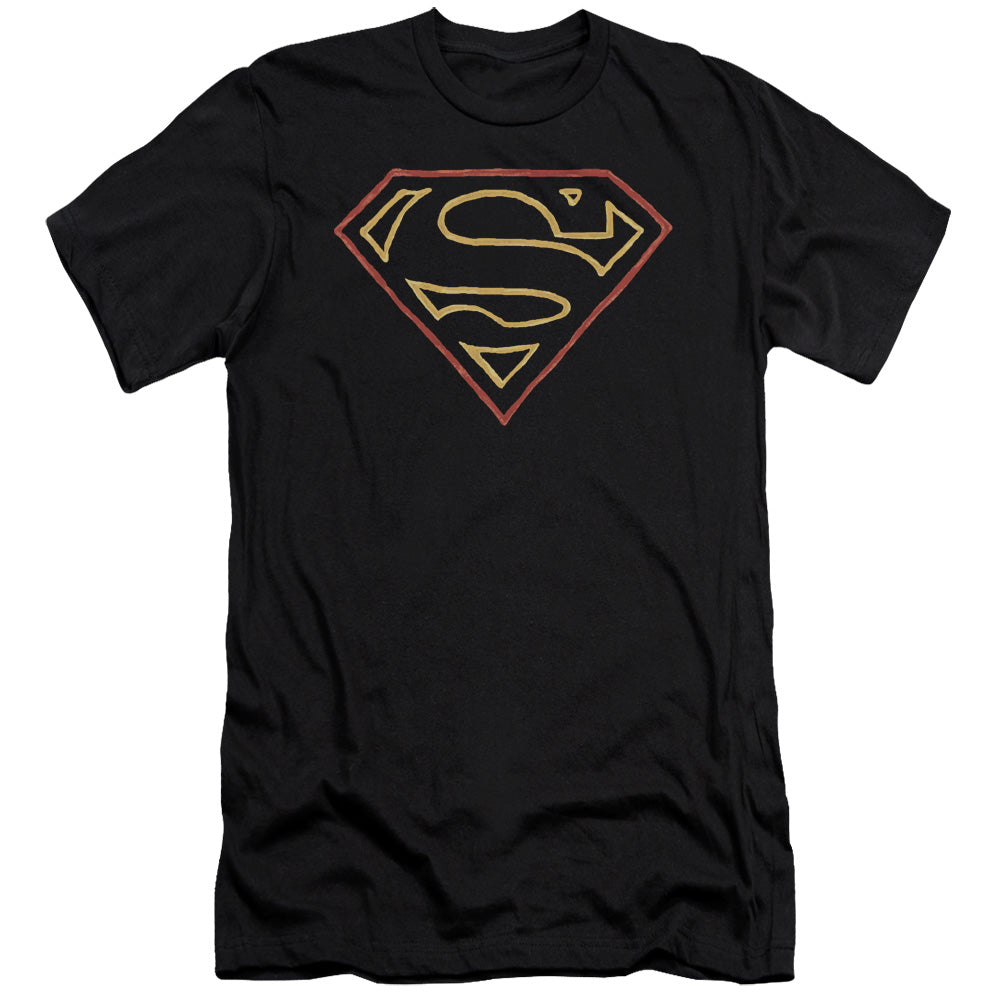 Superman Colored Shield Slim Fit Mens T Shirt Black