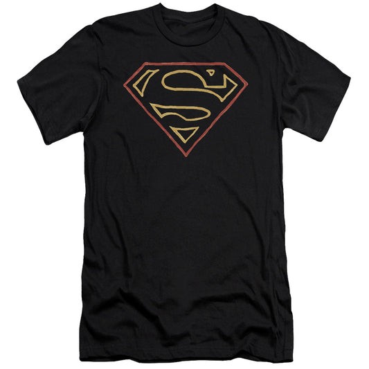 Superman Colored Shield Slim Fit Mens T Shirt Black