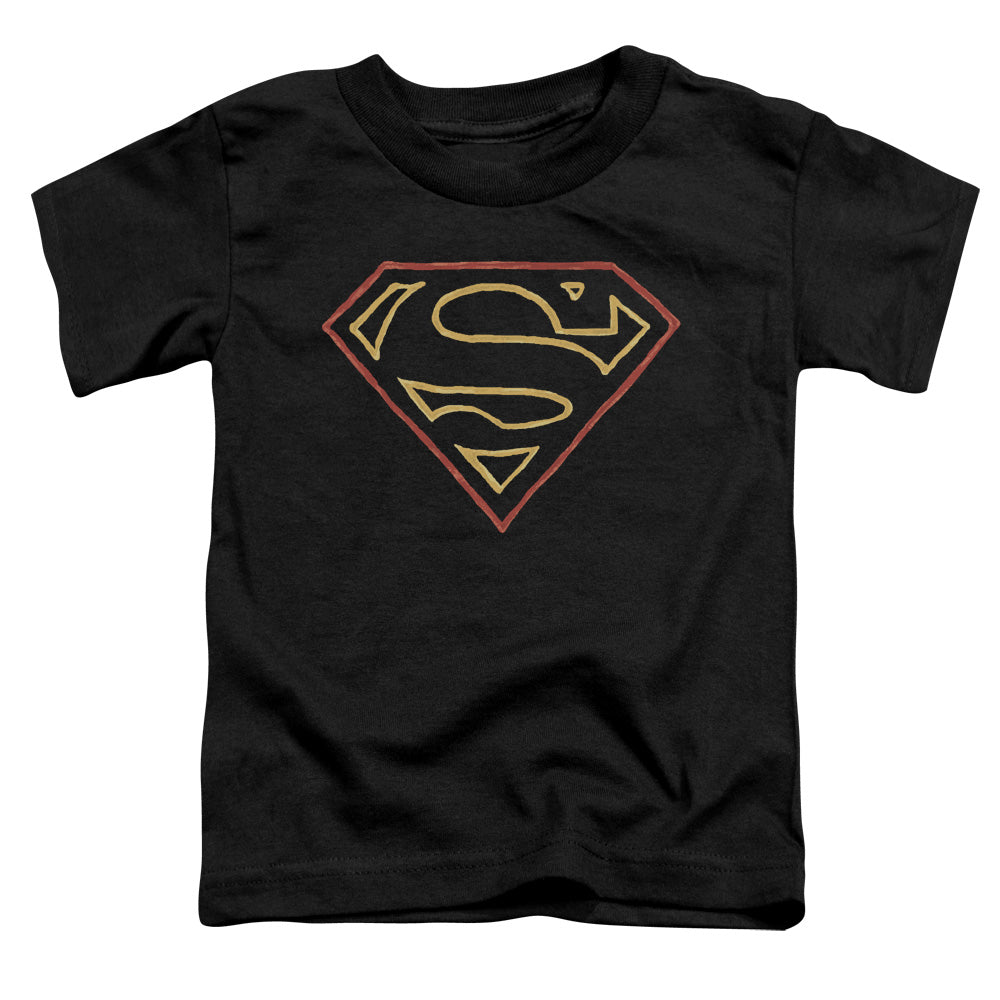 Superman Colored Shield Toddler Kids Youth T Shirt Black