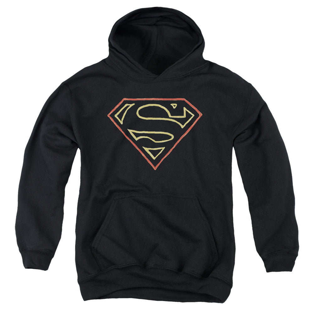 Superman Colored Shield Kids Youth Hoodie Black