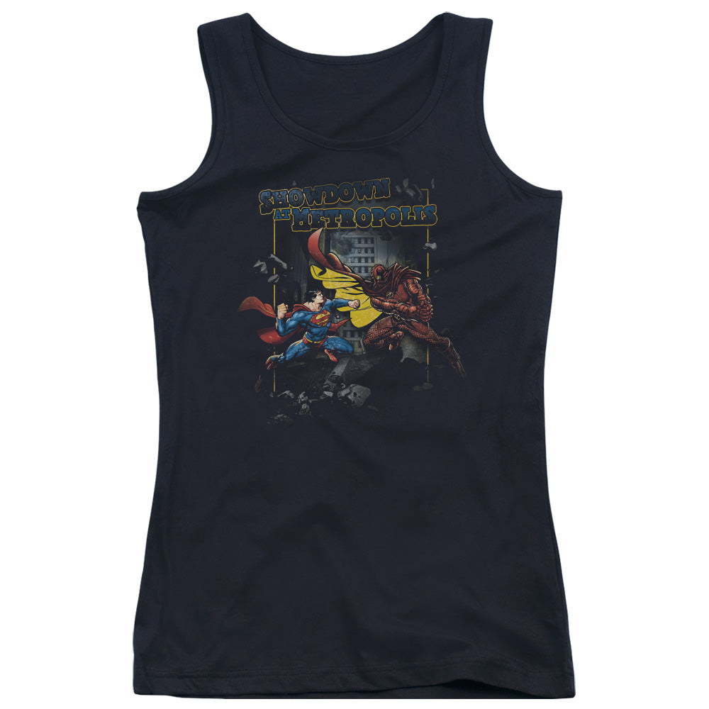 Superman Showdown Womens Tank Top Shirt Black