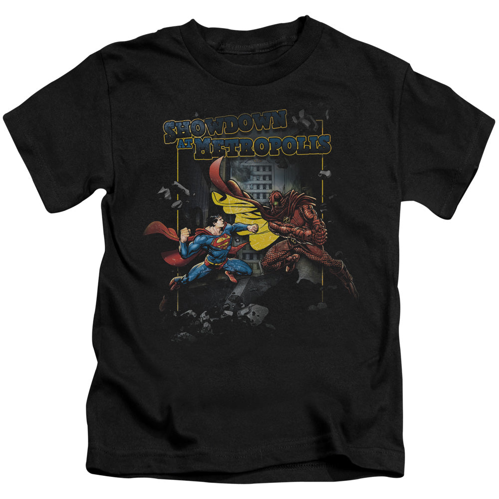 Superman Showdown Juvenile Kids Youth T Shirt Black