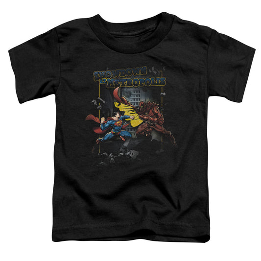 Superman Showdown Toddler Kids Youth T Shirt Black