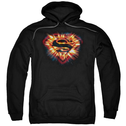 Superman Space Burst Shield Mens Hoodie Black