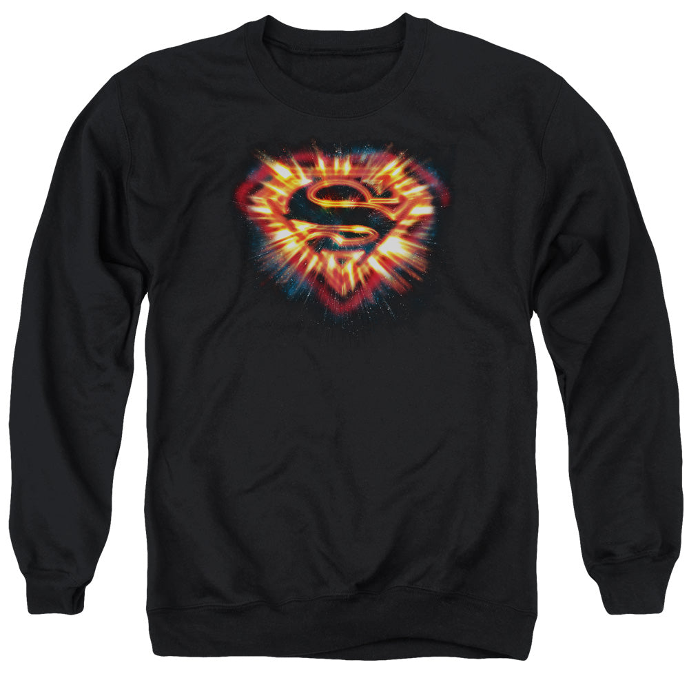 Superman Space Burst Shield Mens Crewneck Sweatshirt Black