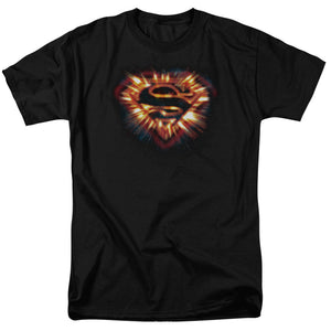 Superman Space Burst Shield Mens T Shirt Black
