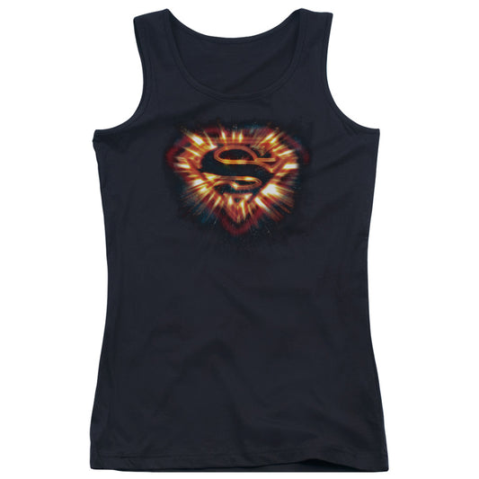 Superman Space Burst Shield Womens Tank Top Shirt Black