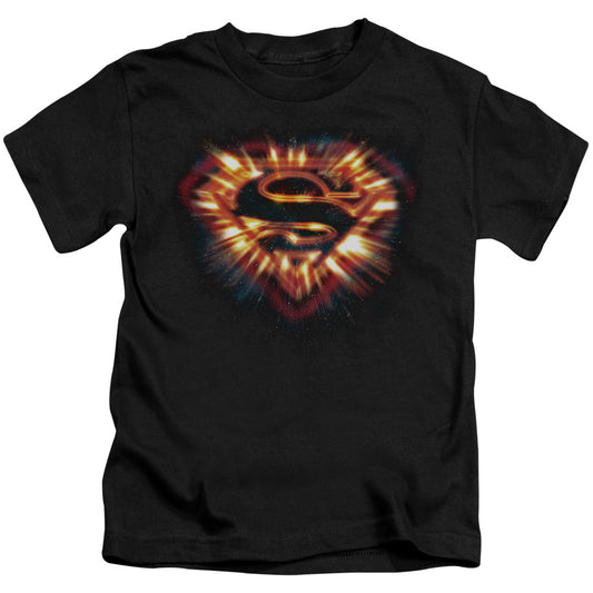 Superman Space Burst Shield Juvenile Kids Youth T Shirt Black