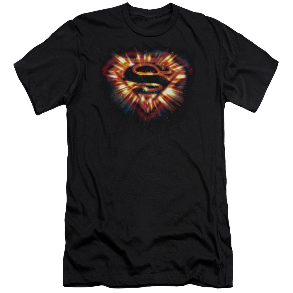 Superman Space Burst Shield Slim Fit Mens T Shirt Black