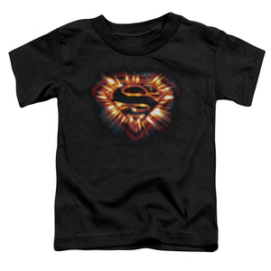 Superman Space Burst Shield Toddler Kids Youth T Shirt Black