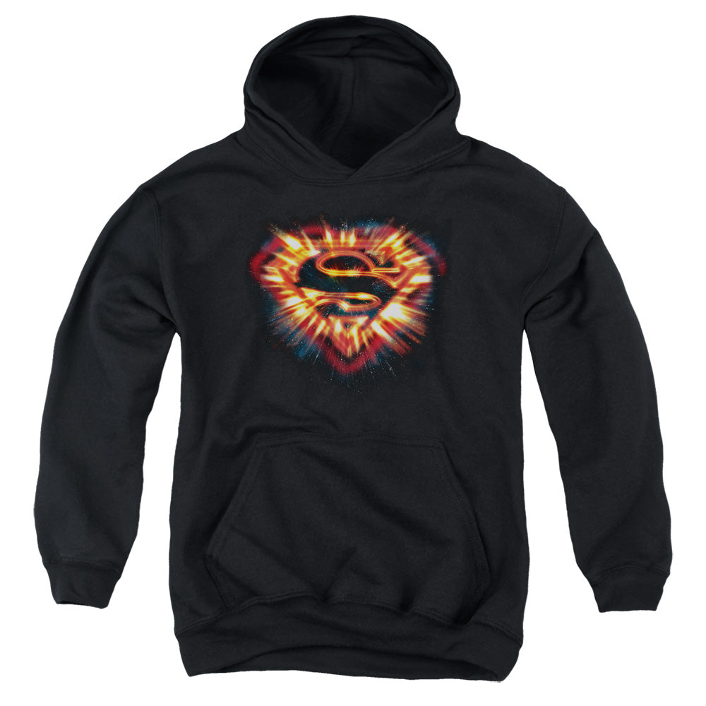 Superman Space Burst Shield Kids Youth Hoodie Black