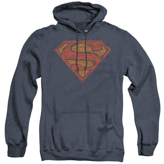 Superman Messy S Mens Heather Hoodie Navy