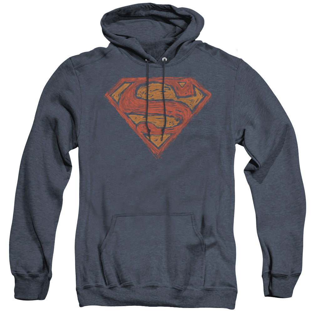 Superman Messy S Heather Mens Hoodie Navy