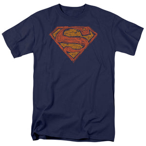 Superman Messy S Mens T Shirt Navy Blue