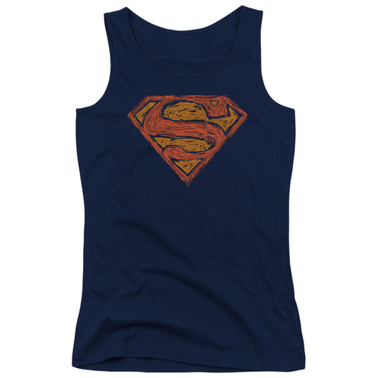 Superman Messy S Womens Tank Top Shirt Navy