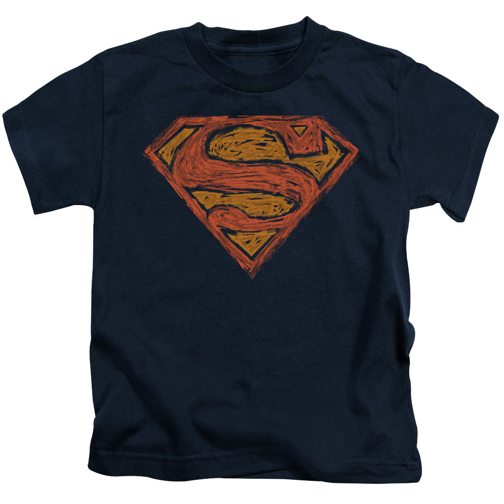 Superman Messy S Juvenile Kids Youth T Shirt Navy