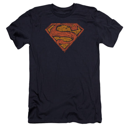 Superman Messy S Premium Bella Canvas Slim Fit Mens T Shirt Navy