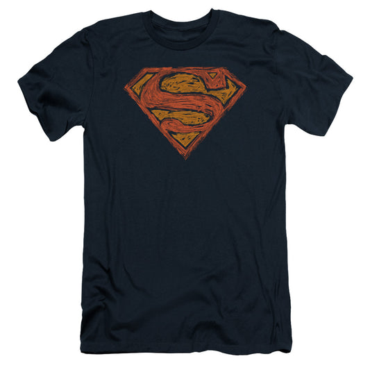 Superman Messy S Slim Fit Mens T Shirt Navy