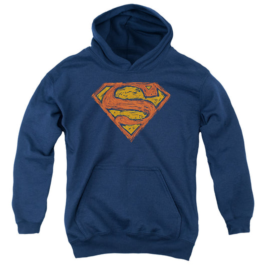 Superman Messy S Kids Youth Hoodie Navy