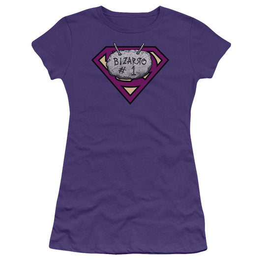 Superman Bizzaro #1 Rock Junior Sheer Cap Sleeve Womens T Shirt Purple