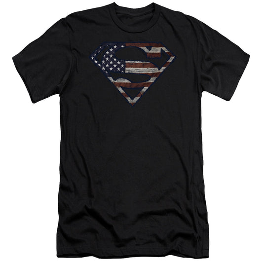 Superman Wartorn Flag Slim Fit Mens T Shirt Black