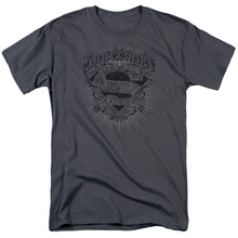 Load image into Gallery viewer, Superman Scrolling Shield Mens T Shirt Charcoal
