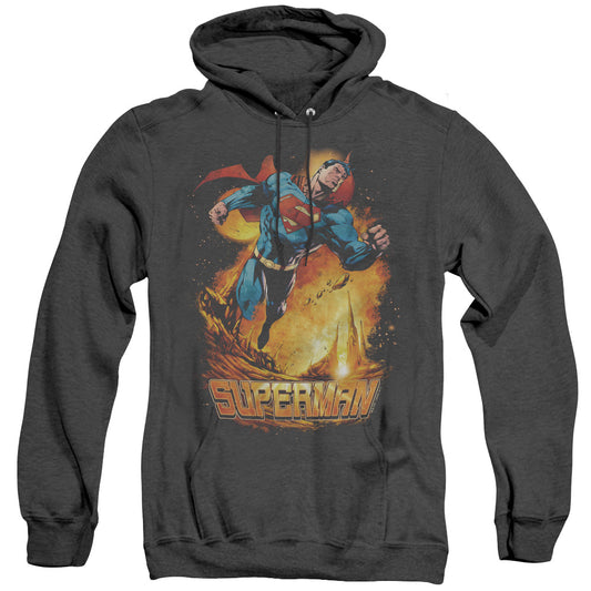 Superman Space Case Heather Mens Hoodie Black