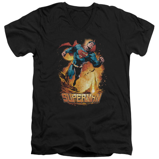 Superman Space Case S S Adult V Neck Black