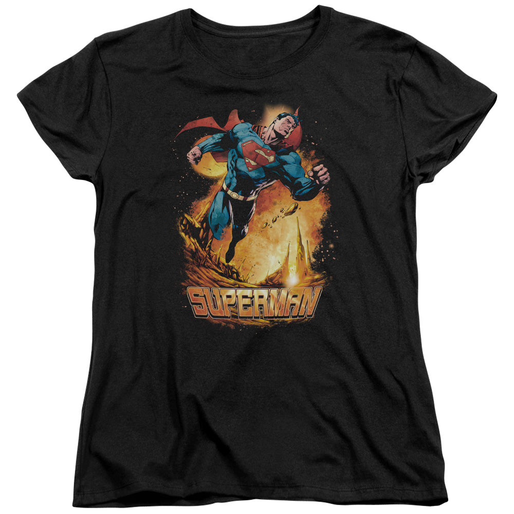 Superman Space Case Womens T Shirt Black