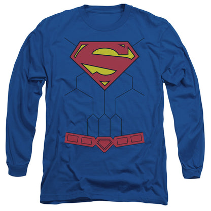 Superman New 52 Torso Mens Long Sleeve Shirt Royal Blue