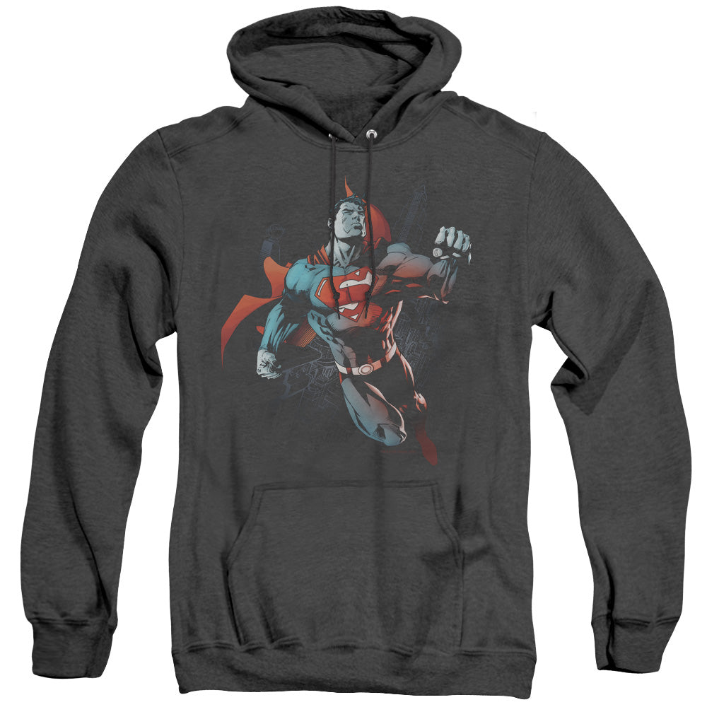 Superman Up In The Sky Heather Mens Hoodie Black