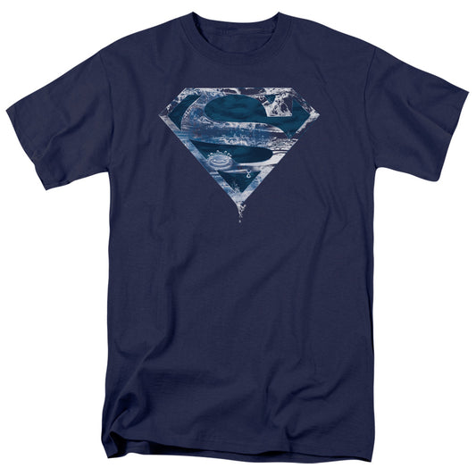 Superman Water Shield Mens T Shirt Navy Blue