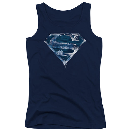 Superman Water Shield Womens Tank Top Shirt Navy