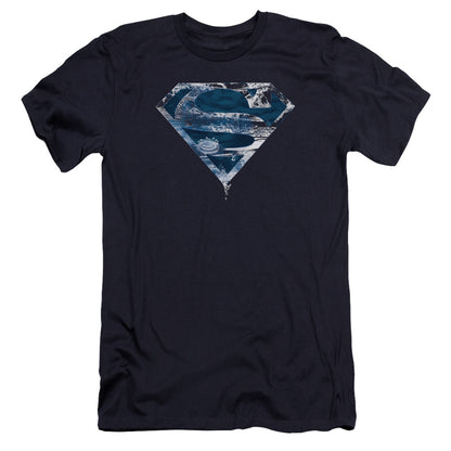 Superman Water Shield Premium Bella Canvas Slim Fit Mens T Shirt Navy