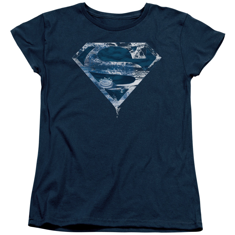 Superman Water Shield Womens T Shirt Navy