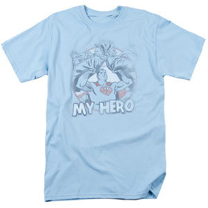Superman My Hero Mens T Shirt Light Blue