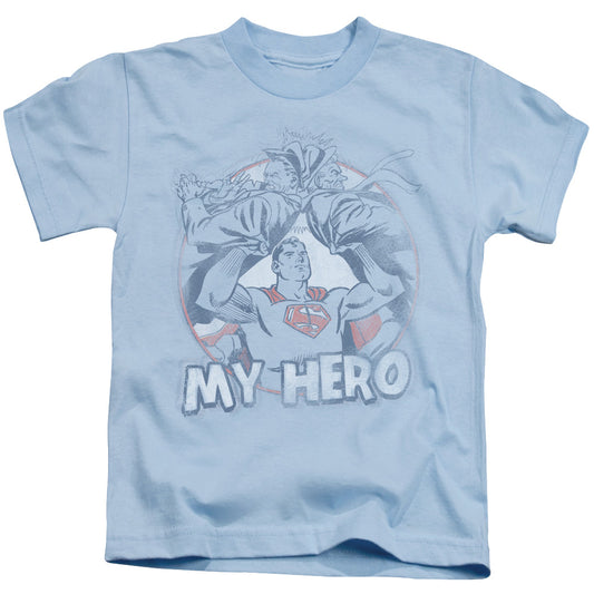 Superman My Hero Juvenile Kids Youth T Shirt Light Blue