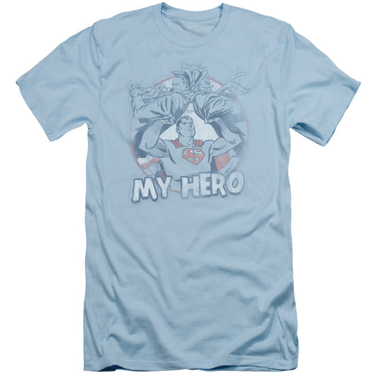 Superman My Hero Slim Fit Mens T Shirt Light Blue