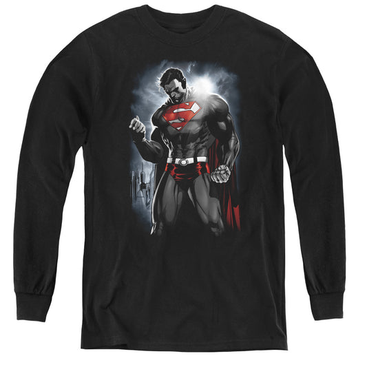 Superman Light Of The Sun Long Sleeve Kids Youth T Shirt Black