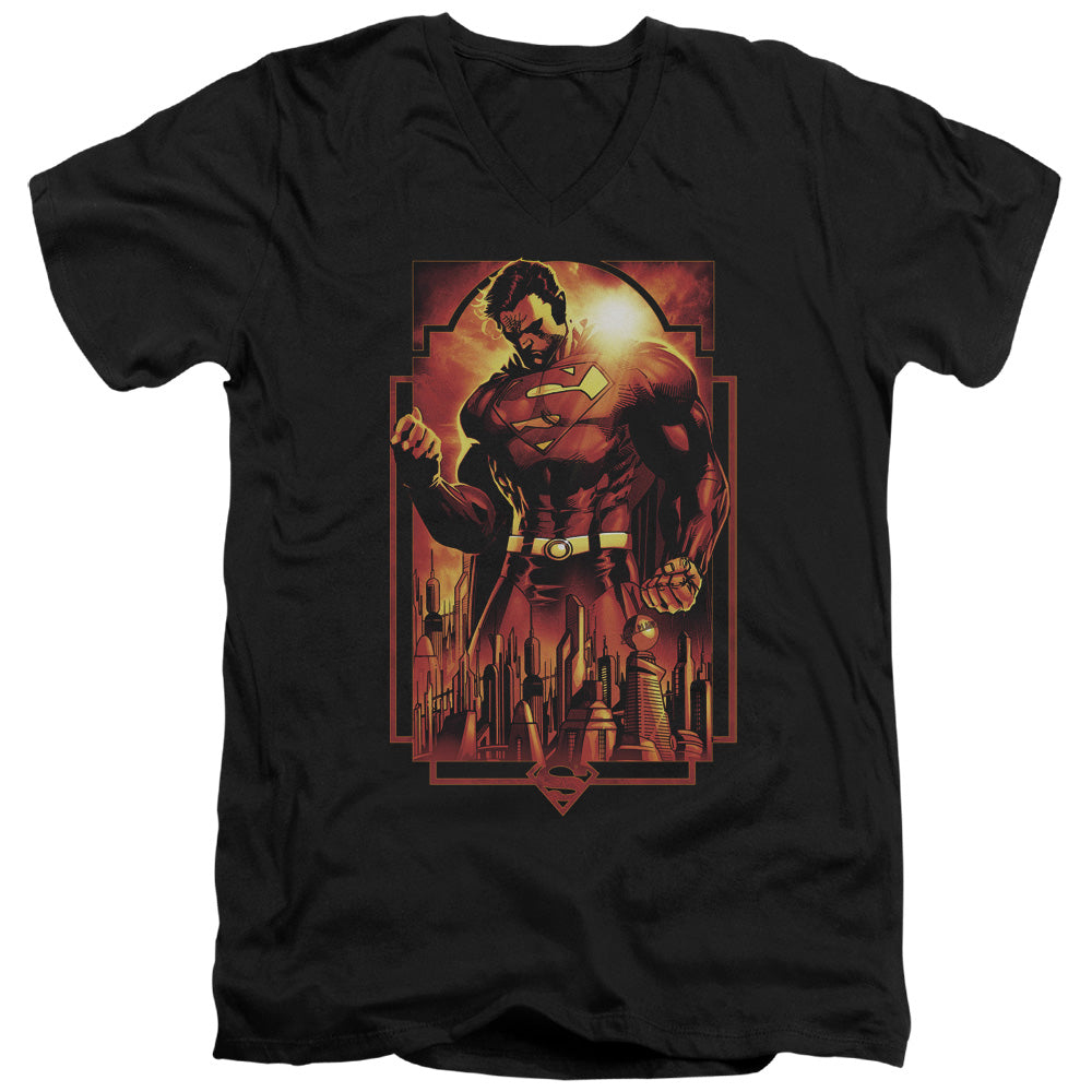 Superman Metropolis Deco S S Adult V Neck Black