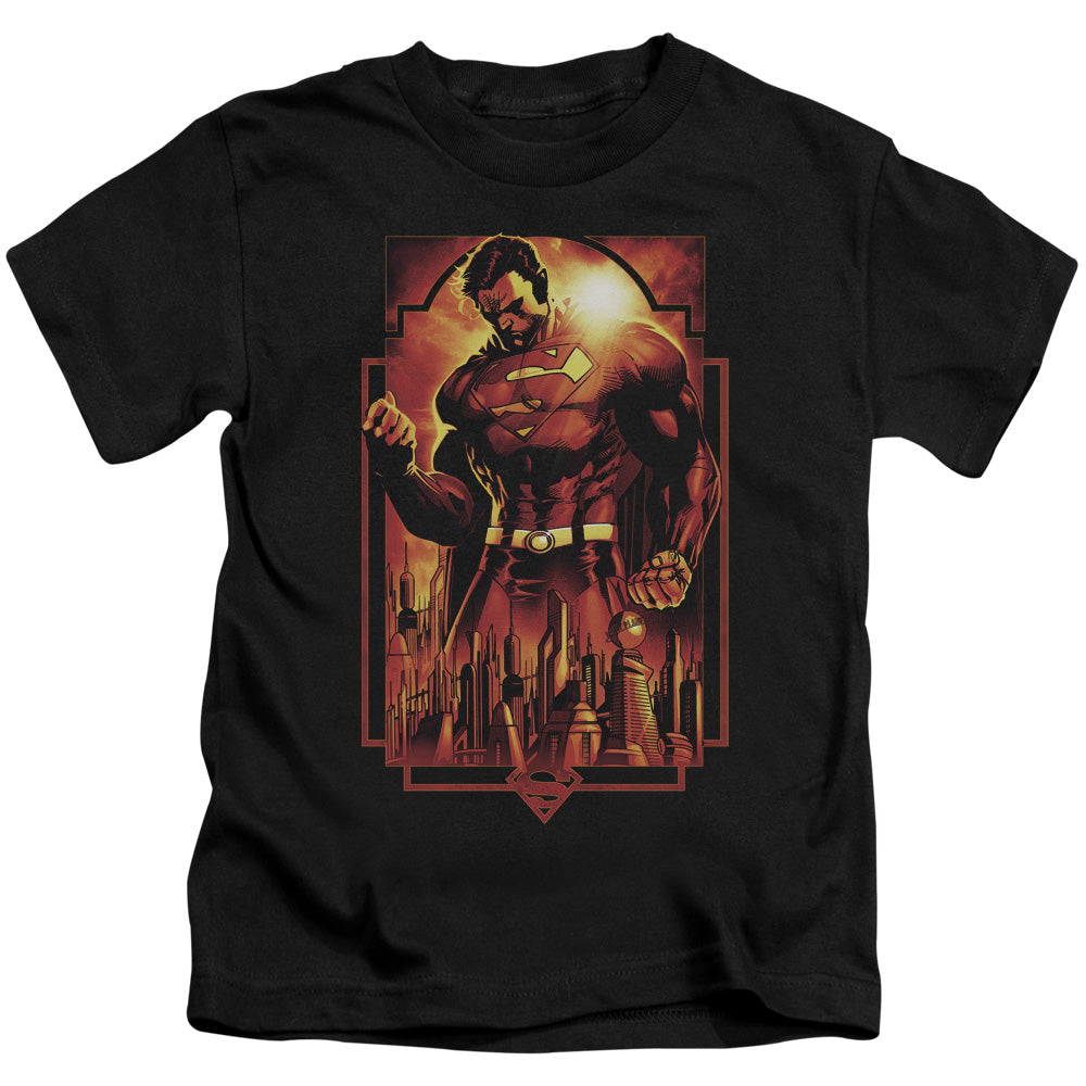 Superman Metropolis Deco Juvenile Kids Youth T Shirt Black