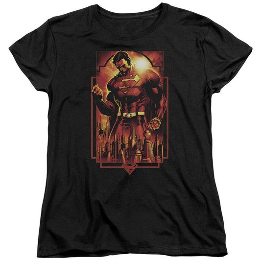 Superman Metropolis Deco Womens T Shirt Black