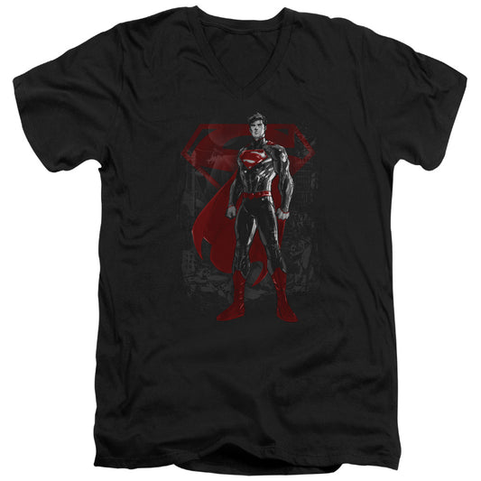 Superman Aftermath S S Adult V Neck Black