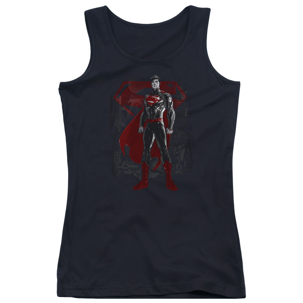 Superman Aftermath Womens Tank Top Shirt Black