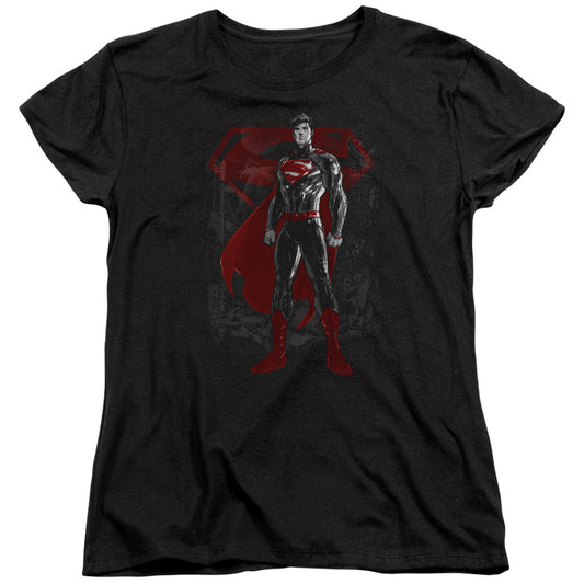 Superman Aftermath Womens T Shirt Black