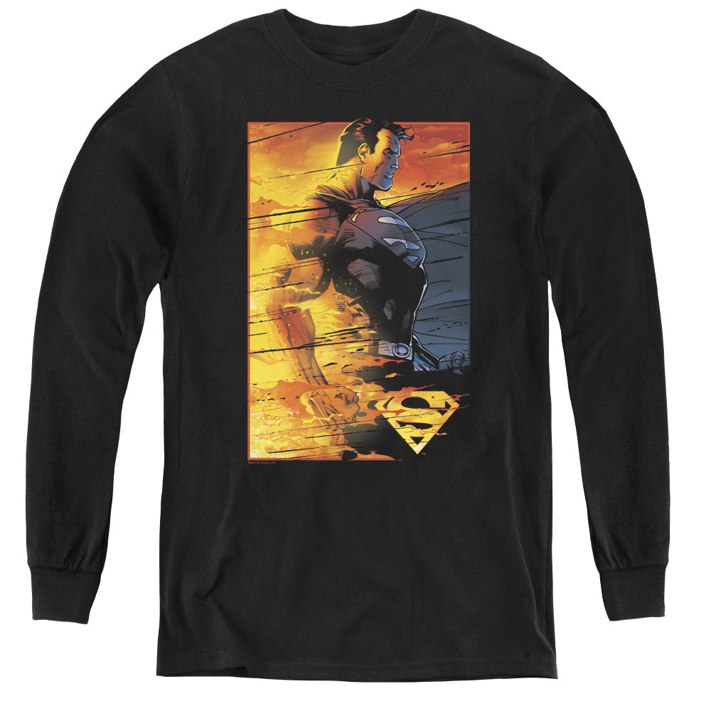 Superman Fireproof Long Sleeve Kids Youth T Shirt Black