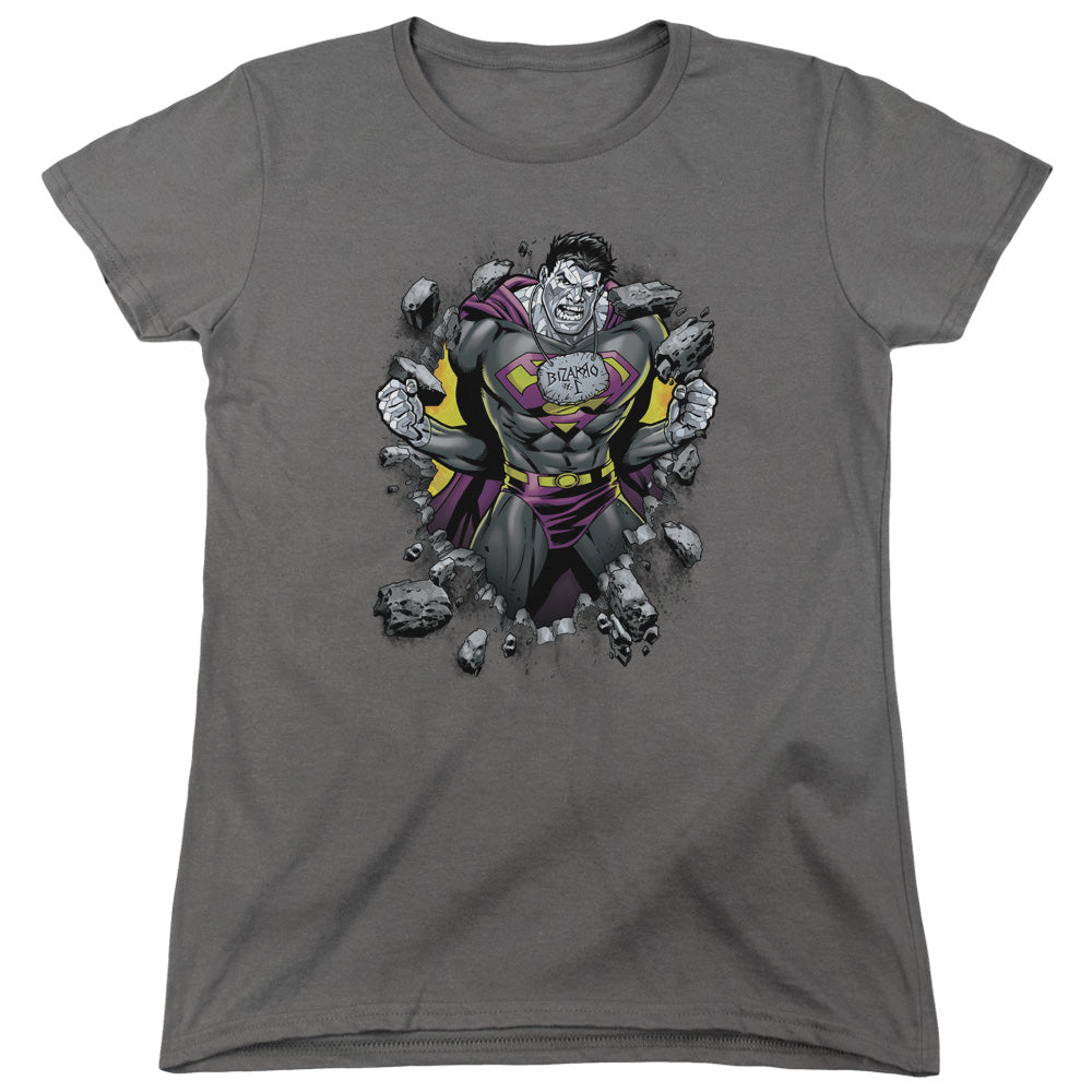 Superman Bizzaro Breakthrough Womens T Shirt Charcoal